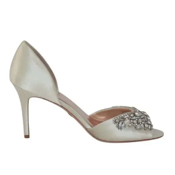 Badgley Mischka Satin and Rhinestone Heels Size 10 - Picture 7 of 11